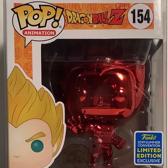 Funko Pop! Animation 154 Super Saiyan Vegeta Red Chrome Shared SDCC w/Protector - Picture 1 of 3
